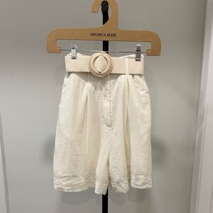 H&M Ivory Linen Belted Shorts